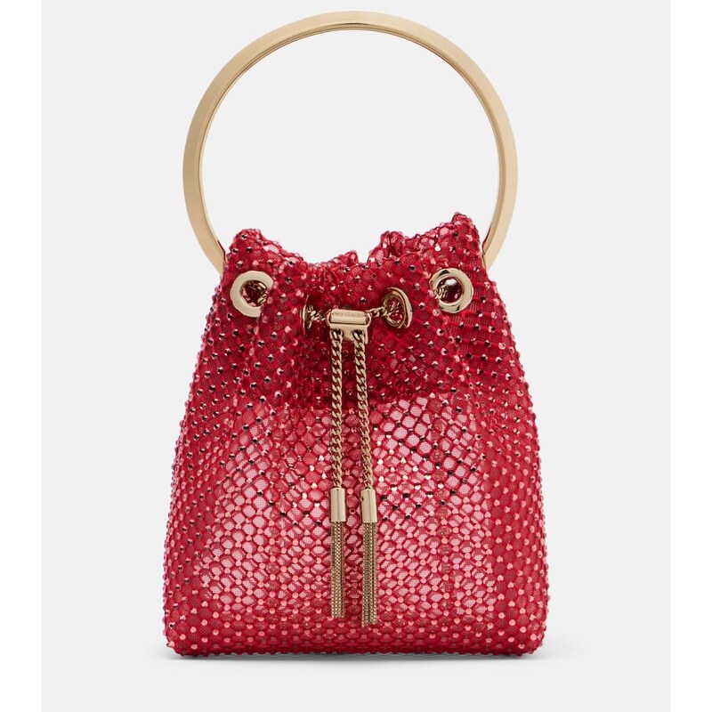 Jimmy Choo Bon Bon Small embellished satin bucket bag