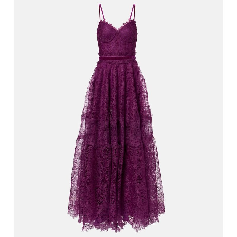 Costarellos Belted lace gown