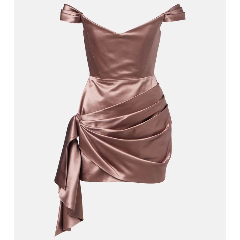 Alex Perry Off-shoulder cotton and silk satin minidress