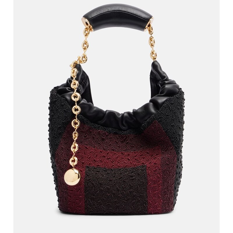 Kabelka Loewe Squeeze Mini z černé a burgundské kůže