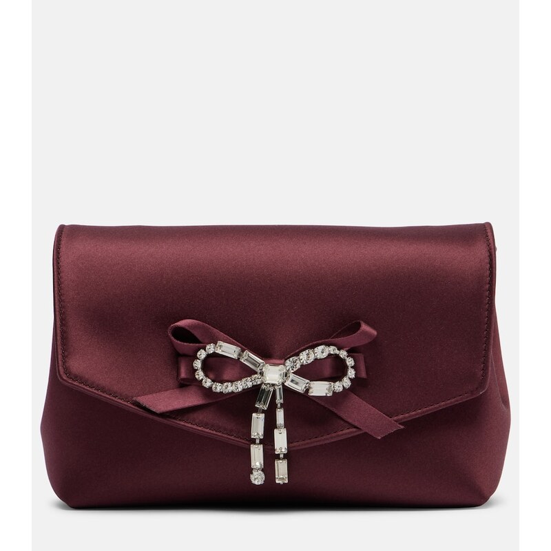 Jimmy Choo Soft Bow Mini embellished satin clutch