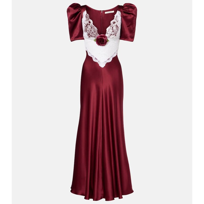 Rodarte Floral-appliquÃ lace-trimmed silk gown