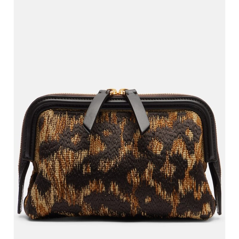Etro Doc leather-trimmed raffia-effect crossbody bag