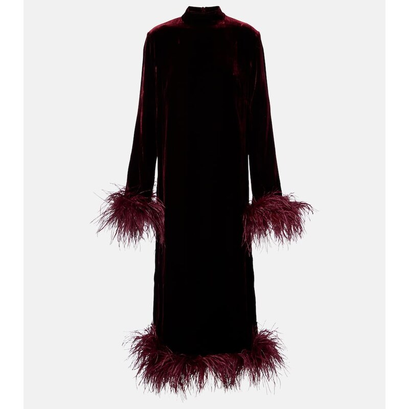Taller Marmo Gina Venti feather-trimmed midi dress