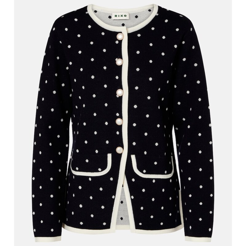 Rixo Mirja polka-dot wool-blend cardigan