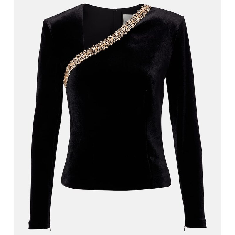 Roland Mouret Asymmetric embellished velvet top