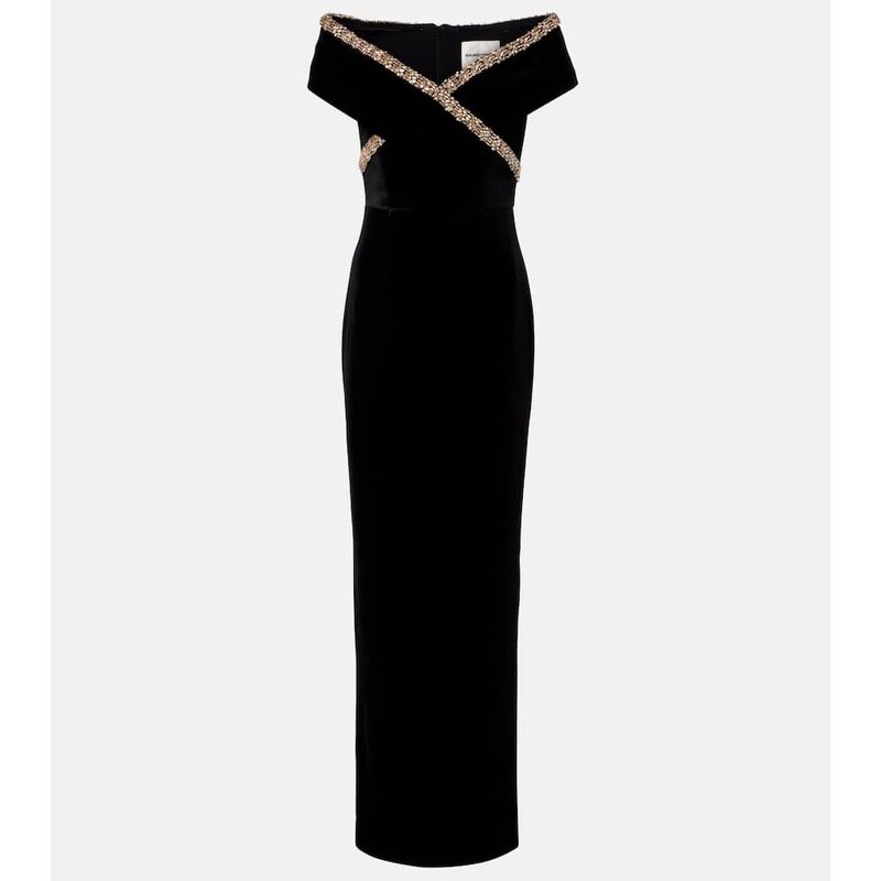 Roland Mouret Embellished velvet gown