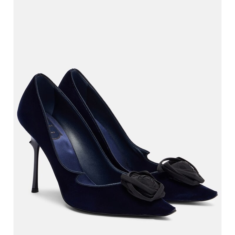 Roger Vivier Rose Vivier 100 floral-appliquÃ velvet pumps
