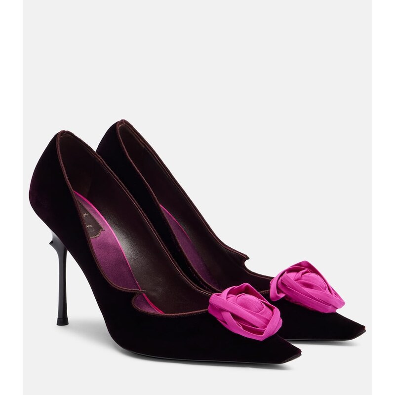 Roger Vivier Rose Vivier 100 floral velvet pumps