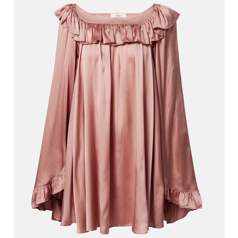 Chloé Ruffled silk satin minidress