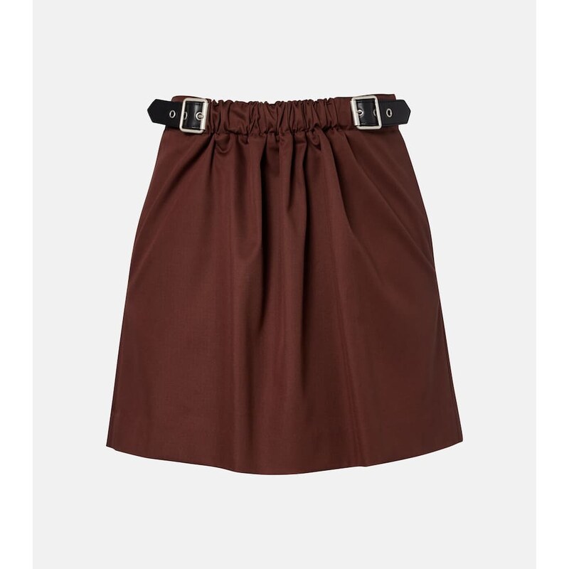 Loewe Belted cotton and silk twill miniskirt