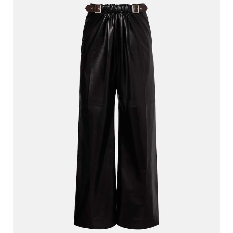 Loewe Gathered leather wide-leg pants
