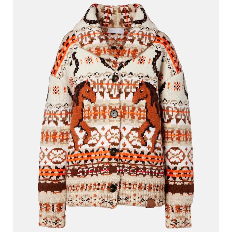 Stella McCartney Intarsia oversized virgin wool cardigan