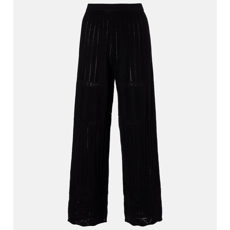 Eres Alliage pointelle wool and cashmere wide-leg pants