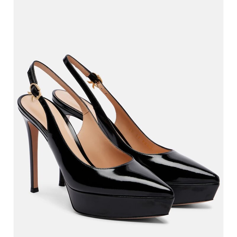 Gianvito Rossi Dasha 115 patent leather platform slingback pumps