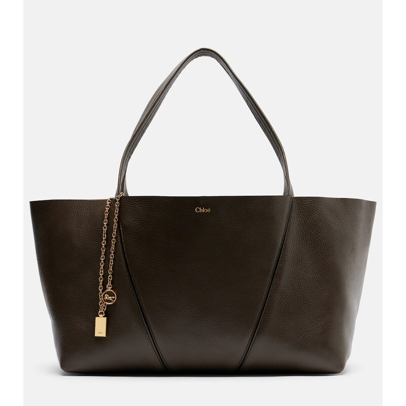Kabelka Chloé Spin Medium z kůže, barva Flannel Grey
