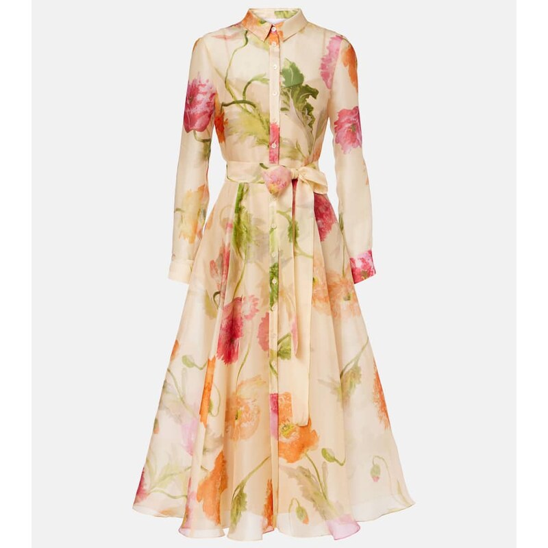 Carolina Herrera Belted floral silk shirt dress