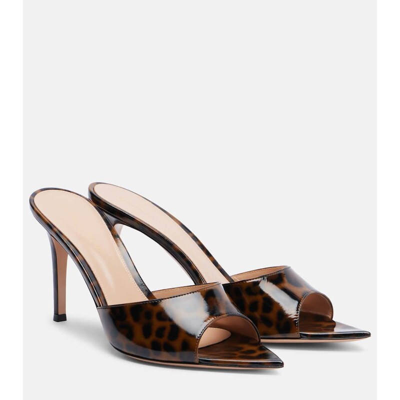 Gianvito Rossi Elle 85 leopard-print patent leather sandals
