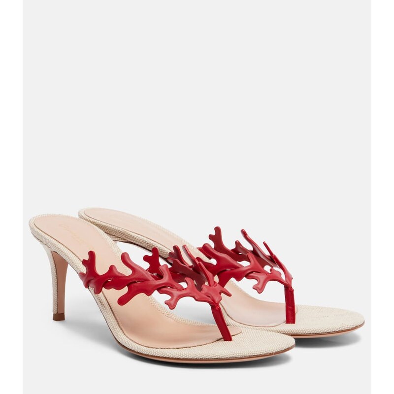 Gianvito Rossi Ocean canvas and leather thong sandals