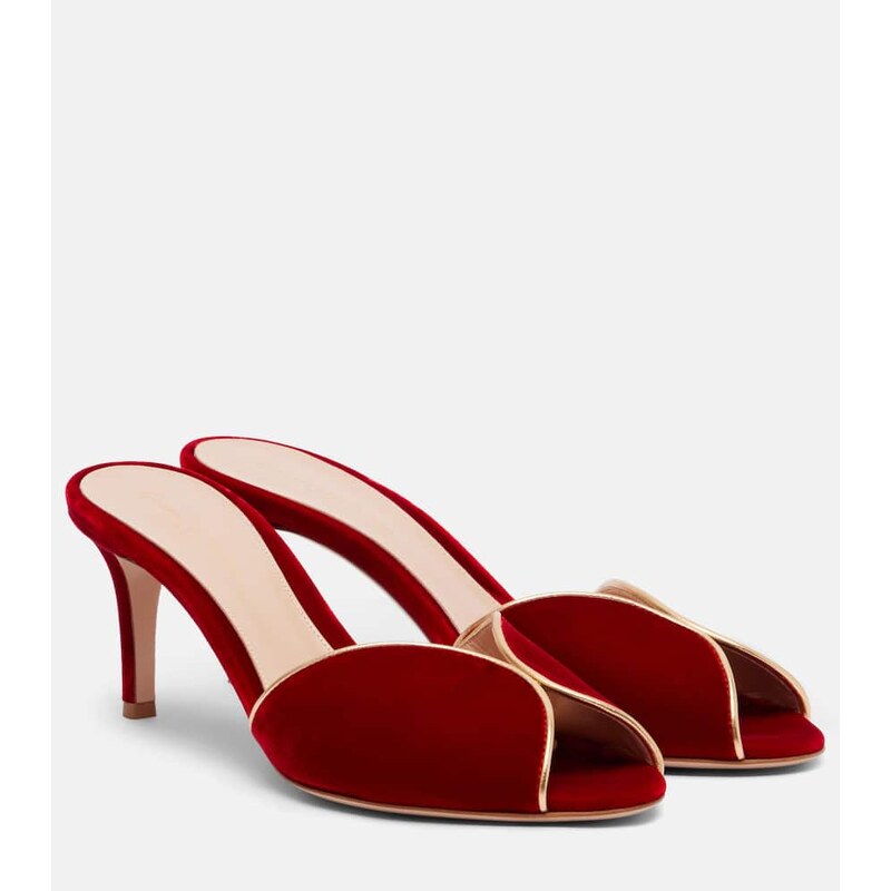 Gianvito Rossi 70 leather-trimmed velvet mules