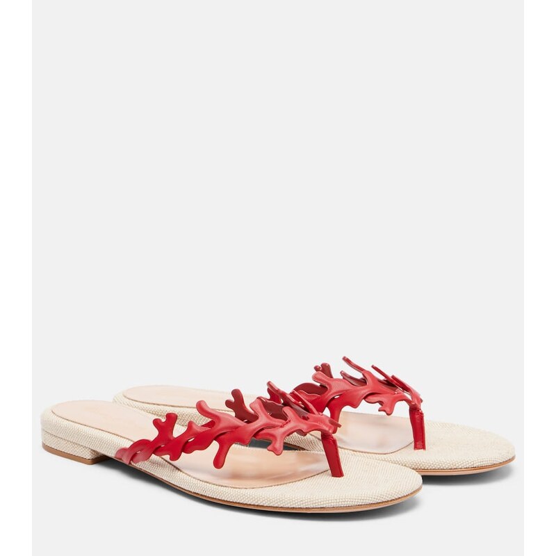 Gianvito Rossi Canvas and leather thong sandals