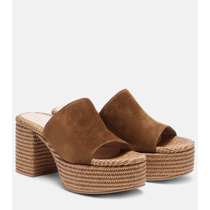 Gianvito Rossi Suede platform espadrille mules