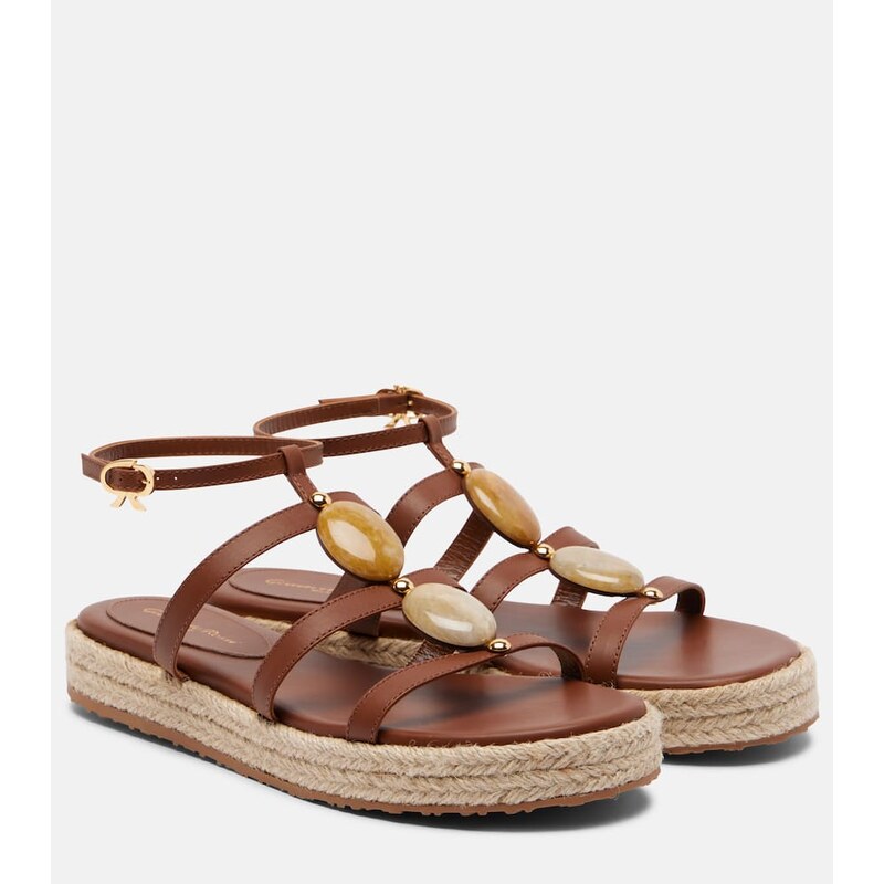 Gianvito Rossi Embellished leather espadrille sandals