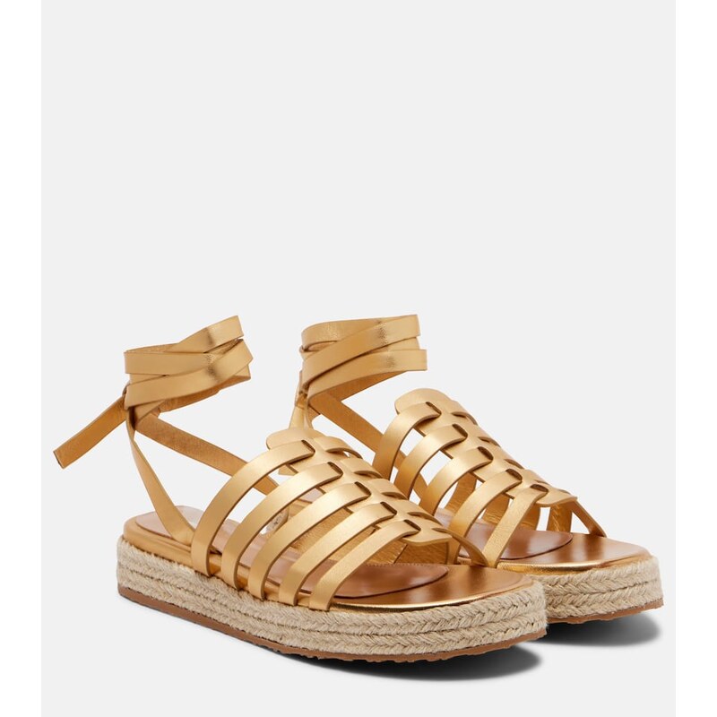 Gianvito Rossi Pompei metallic leather espadrille sandals
