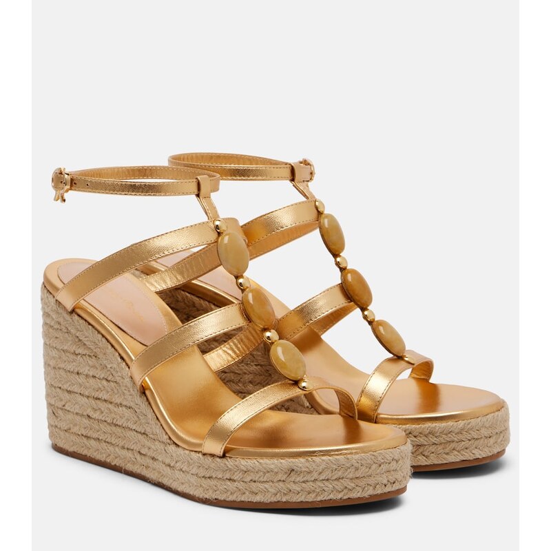 Gianvito Rossi Shanti leather espadrille wedges