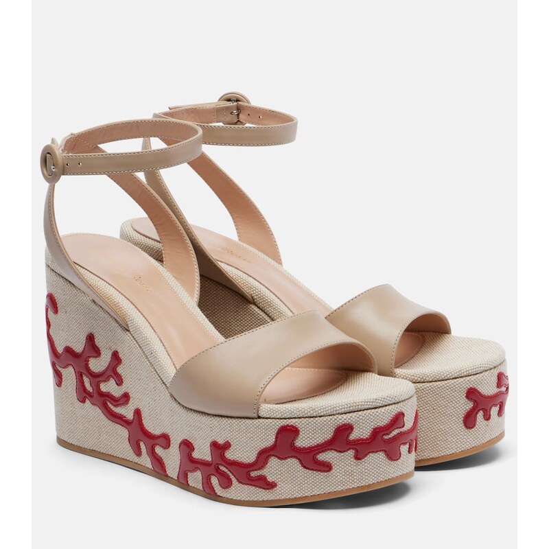 Gianvito Rossi Malia leather wedge espadrilles