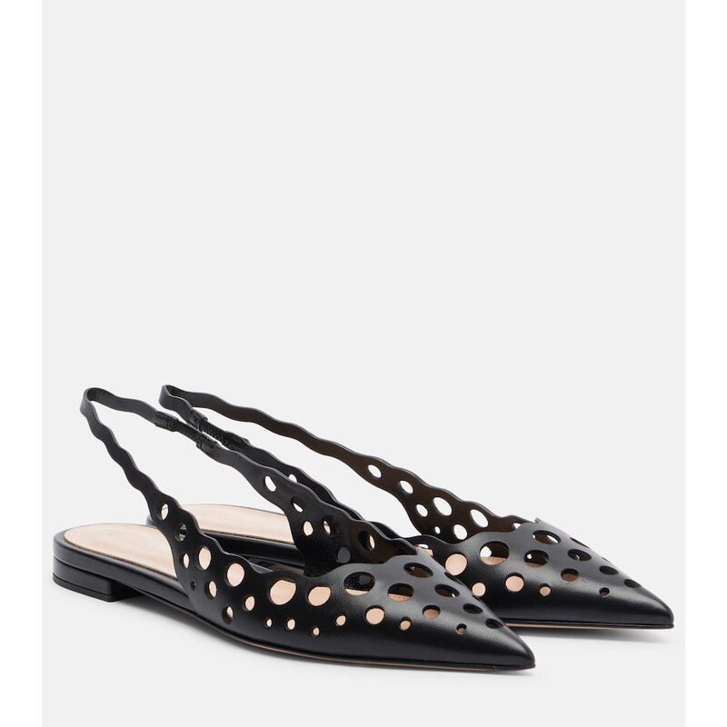 Gianvito Rossi Cutout leather slingback flats