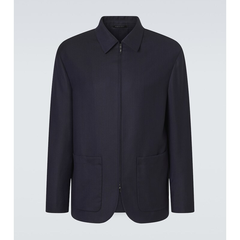 Giorgio Armani Chevron wool and cashmere-blend jacket