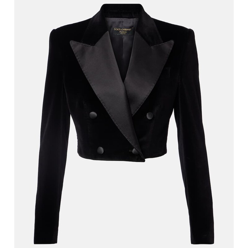 Dolce&Gabbana Cropped cotton-blend velvet blazer