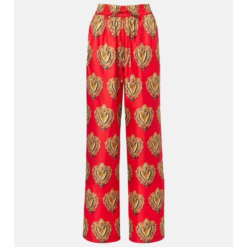 Dolce&Gabbana Printed high-rise silk palazzo pants