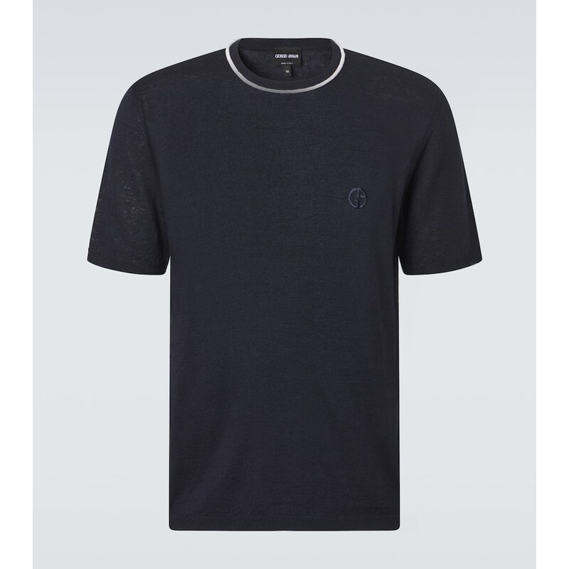 Giorgio Armani Logo linen and silk T-shirt