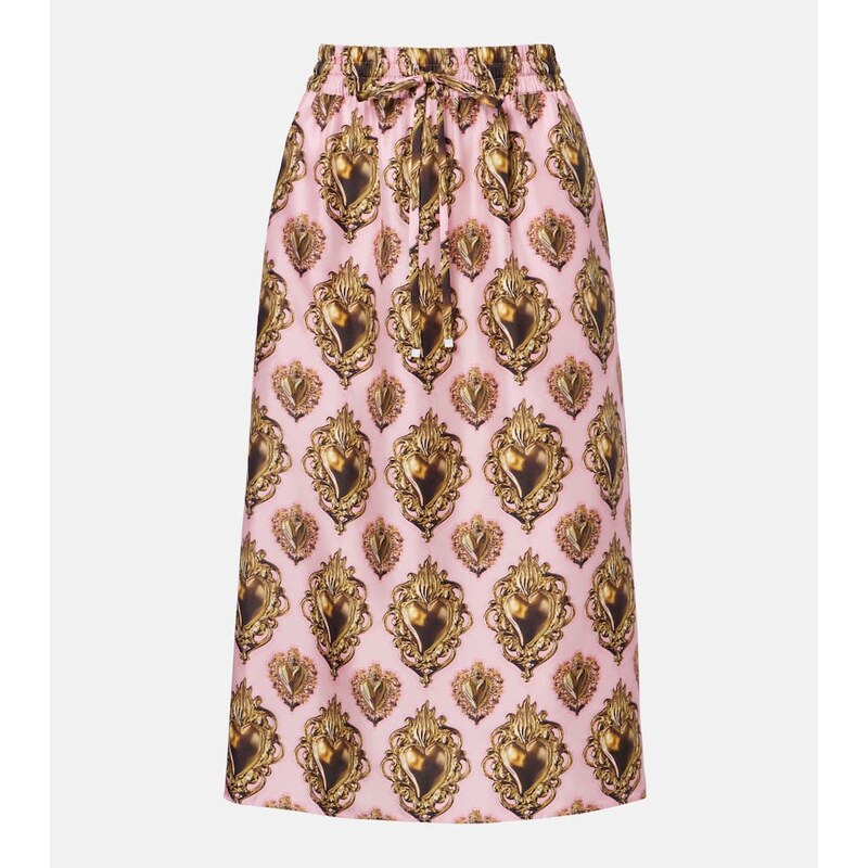 Dolce&Gabbana Printed silk midi skirt
