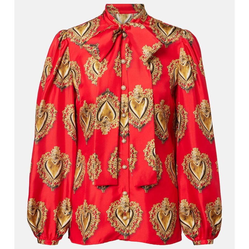 Dolce&Gabbana Printed tie-neck silk blouse