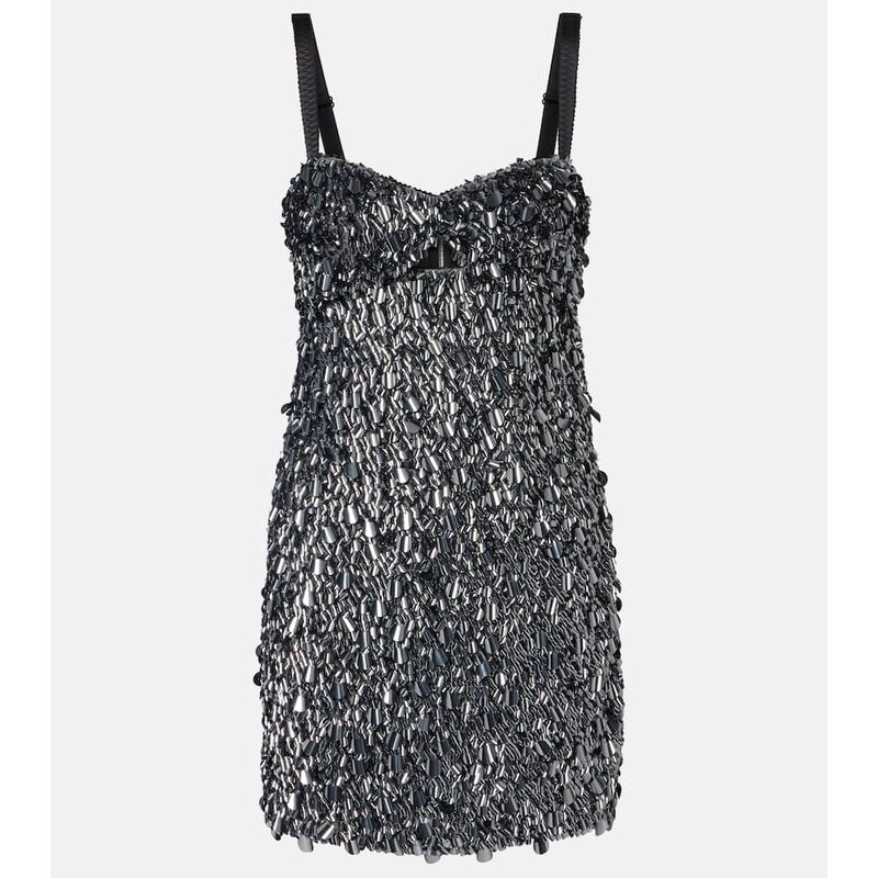Dolce&Gabbana Sequined minidress v argentové barvě