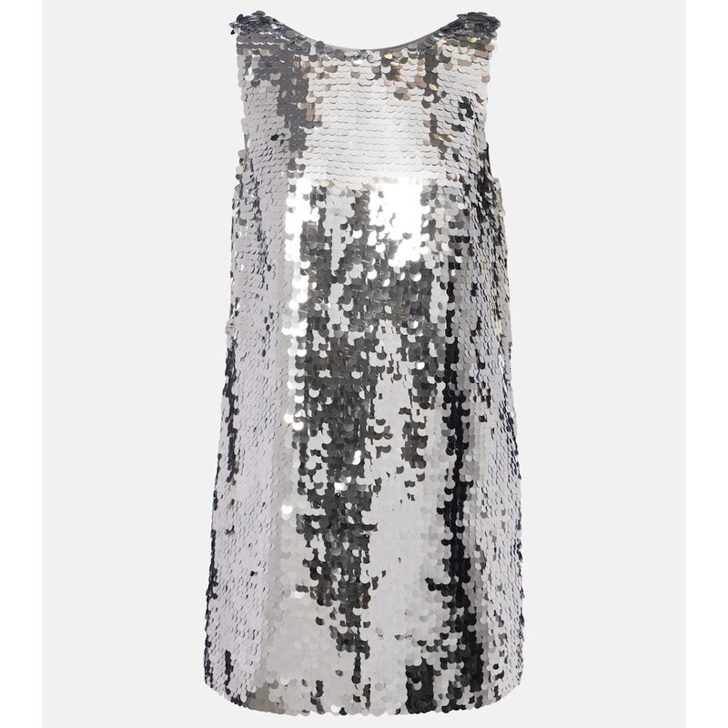 Dolce&Gabbana Sequined open-back minidress v barvě stříbra