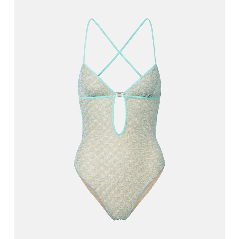Missoni Open-knit lamÃ swimsuit