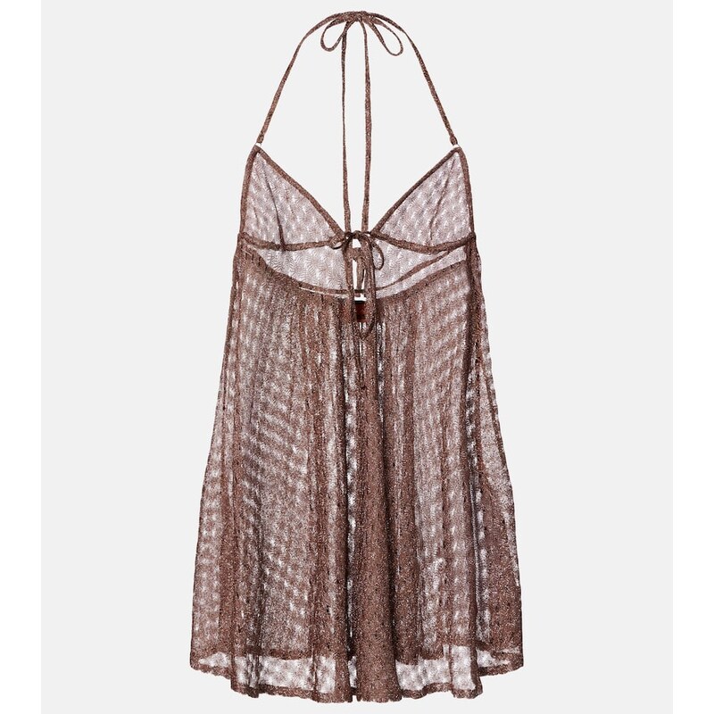 Missoni Open-knit halterneck lamÃ beach cover-up