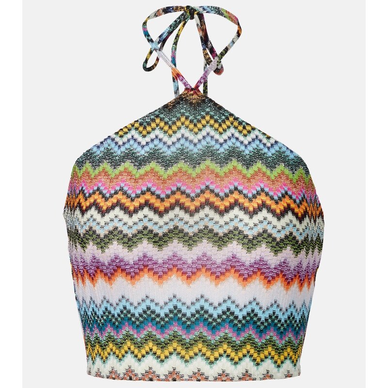 Missoni Zigzag halterneck lamÃ crop top