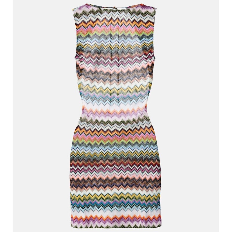 Missoni Zigzag open-back lamé minidress v multicolore s tmavou základou