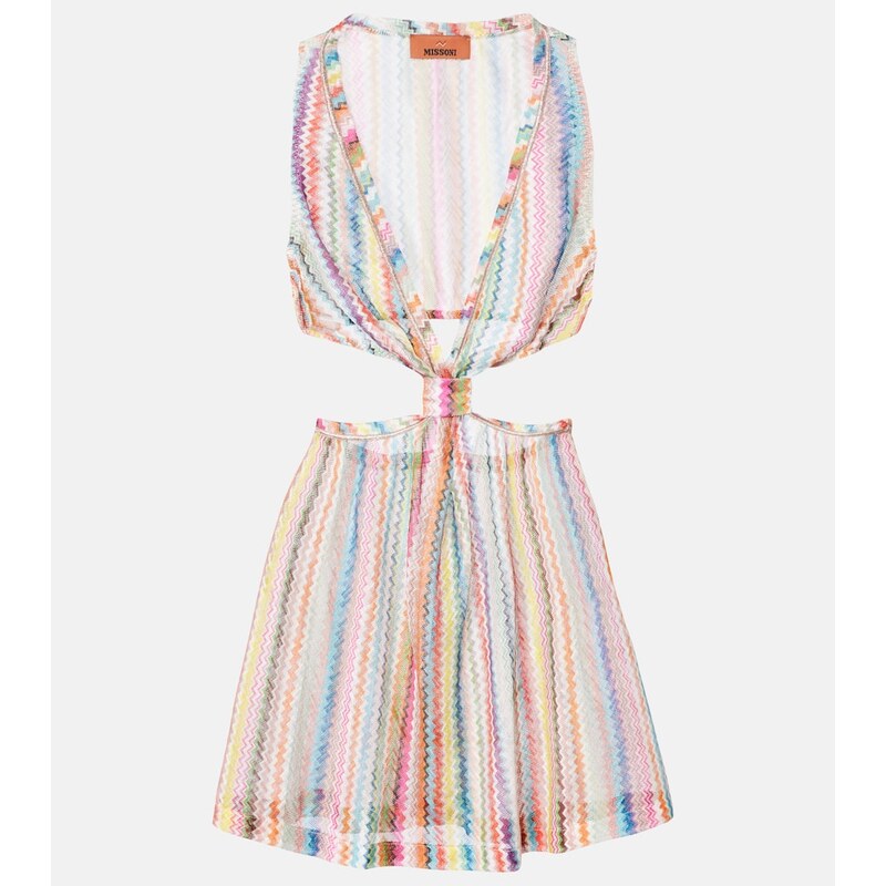 Missoni Zigzag minidress s vyříznutím ve vícebarvém provedení