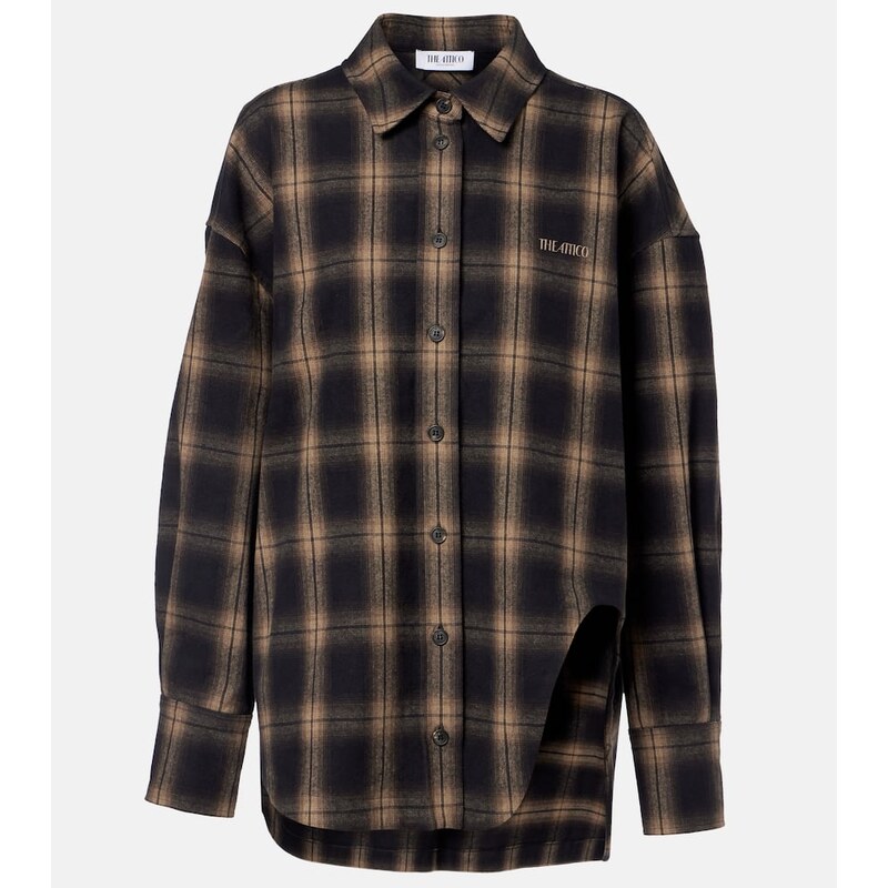 The Attico Checked oversized cotton flannel shirt