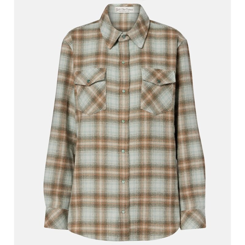 Gods True Cashmere Joy Tartan cashmere shirt with emerald
