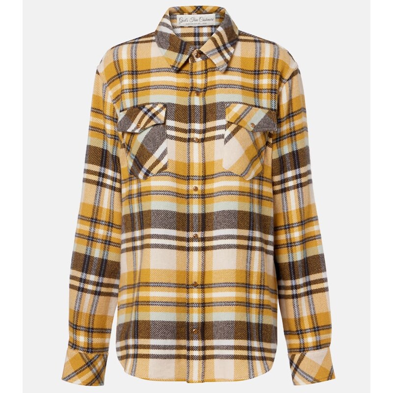 Gods True Cashmere Abundance Tartan cashmere shirt with tigers