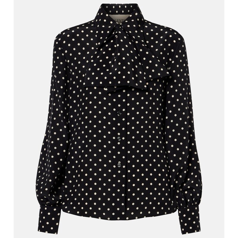 Valentino Bow-detail polka-dots silk shirt