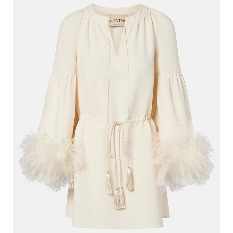 Valentino Cady Couture feather-trimmed tunic