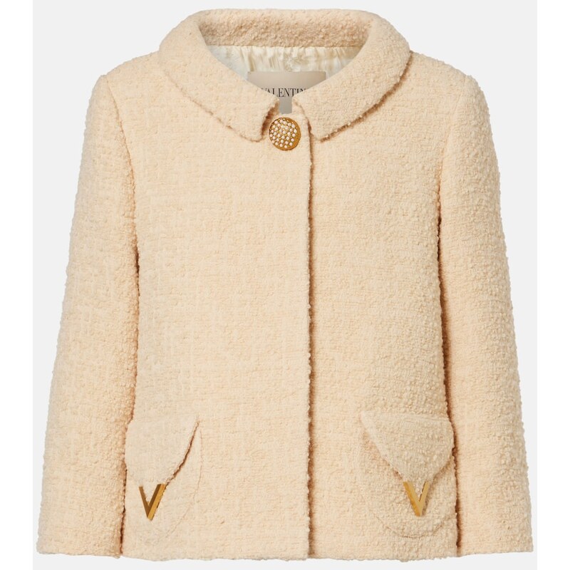 Valentino Embellished wool-blend tweed jacket
